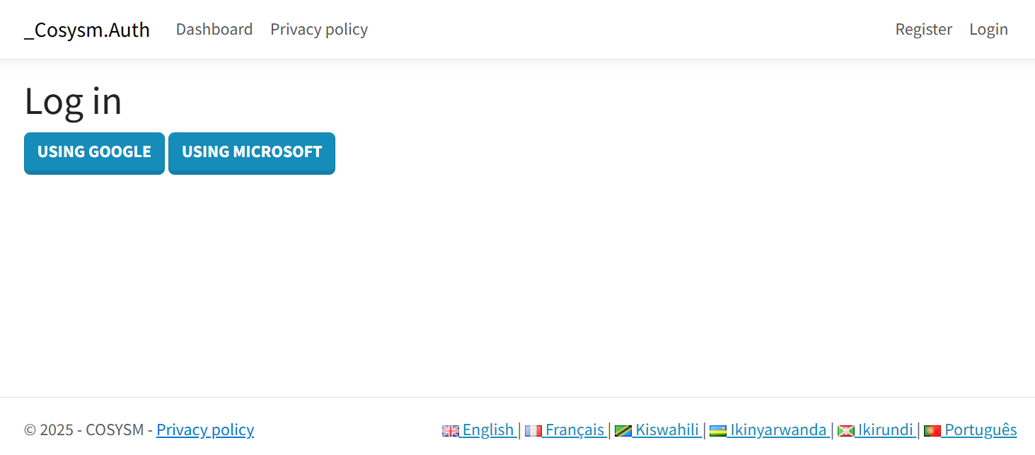 Authentication Login Screen